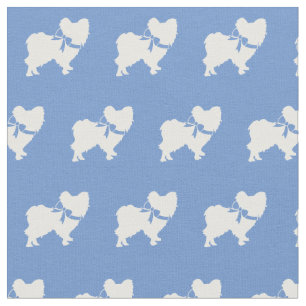 Papillon Dog Silhouette Pet Light Blue Fabric