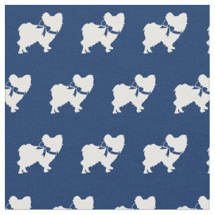 Papillon Dog Silhouette Pet Navy Blue Fabric