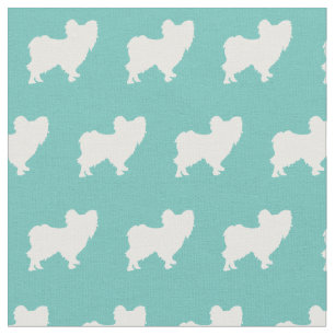 Papillon Dog Silhouette Pet Teal Fabric