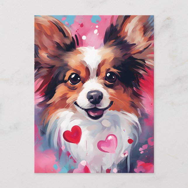 Papillon dog Valentines day Postcard (Front)