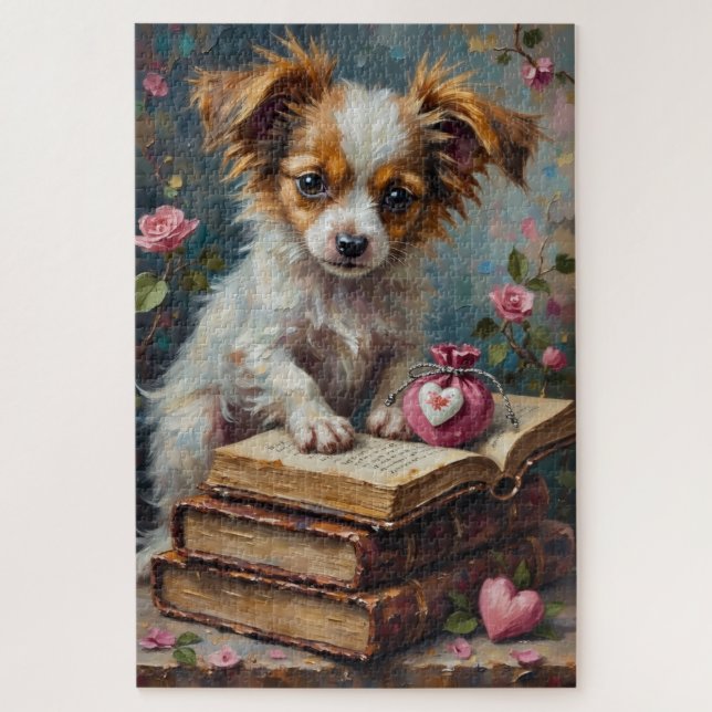 Papillon Dog Valentine's Day Secret Diaries Jigsaw Puzzle (Vertical)