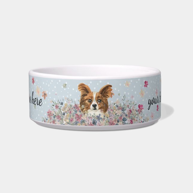 Papillon Dog with paws Bowl (Front)