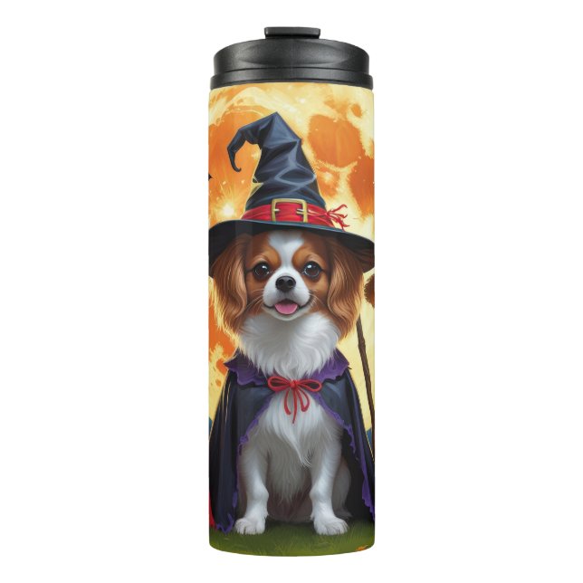 Papillon Dogs Pumpkin Halloween Funny  Thermal Tumbler (Front)