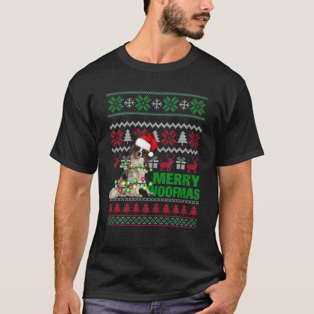 Papillon For Merry Woofmas Ugly Christmas Sweaters (Front)