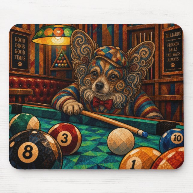 Papillon, Geometric Mosaic Mouse Pad (Front)