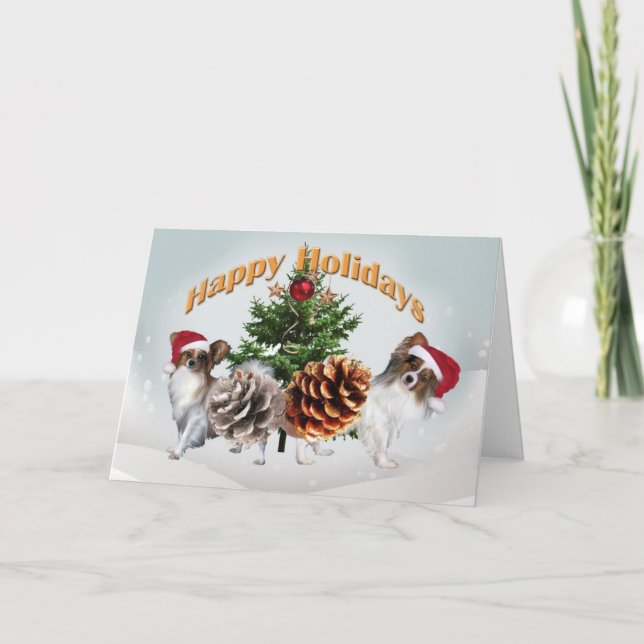 Papillon Happy Holidays Cards (Front)
