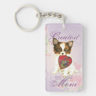 Papillon Heart Mum Key Ring