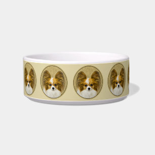 Papillon (Hound Tri) Painting - Original Dog Art Bowl