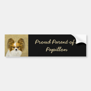 Papillon (Hound Tri) Painting - Original Dog Art Bumper Sticker