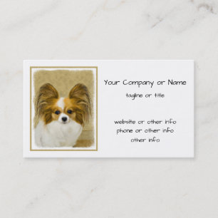 Papillon (Hound Tri) Painting - Original Dog Art Business Card