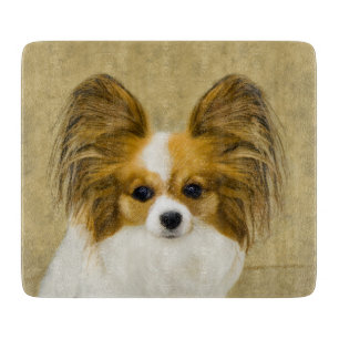 Papillon (Hound Tri) Painting - Original Dog Art Cutting Board