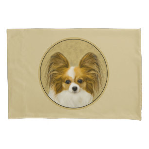 Papillon (Hound Tri) Painting - Original Dog Art Pillowcase