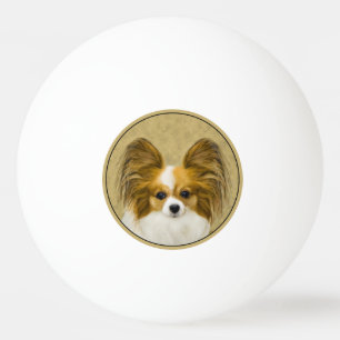 Papillon (Hound Tri) Painting - Original Dog Art Ping Pong Ball