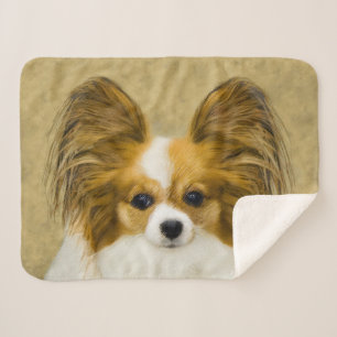 Papillon (Hound Tri) Painting - Original Dog Art Sherpa Blanket