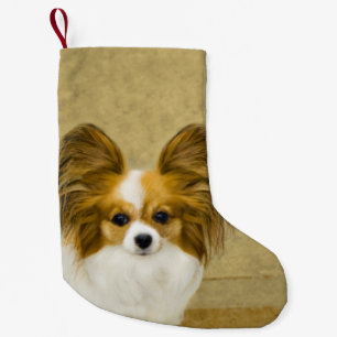 Papillon (Hound Tri) Painting - Original Dog Art Small Christmas Stocking