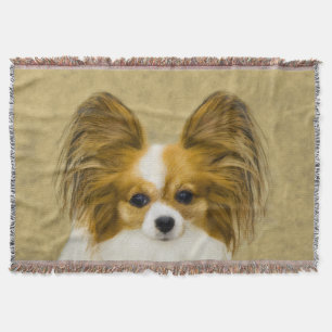 Papillon (Hound Tri) Painting - Original Dog Art Throw Blanket