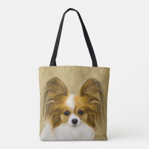 Papillon (Hound Tri) Painting - Original Dog Art Tote Bag