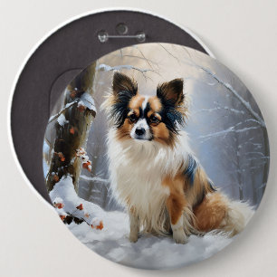 Papillon Let It Snow Christmas  6 Cm Round Badge