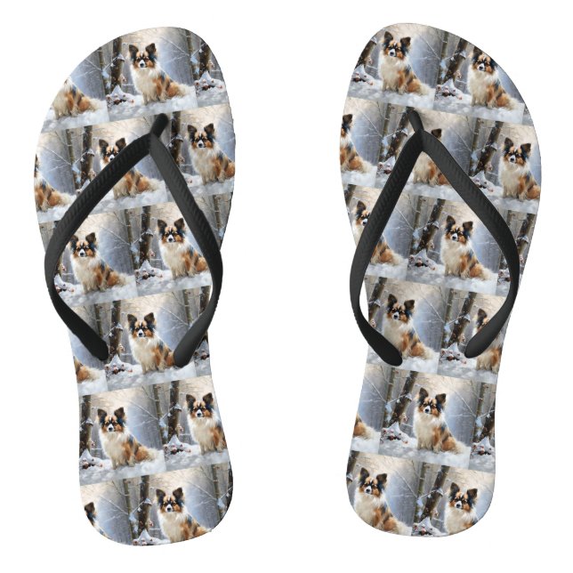 Papillon Let It Snow Christmas  Jandals (Footbed)