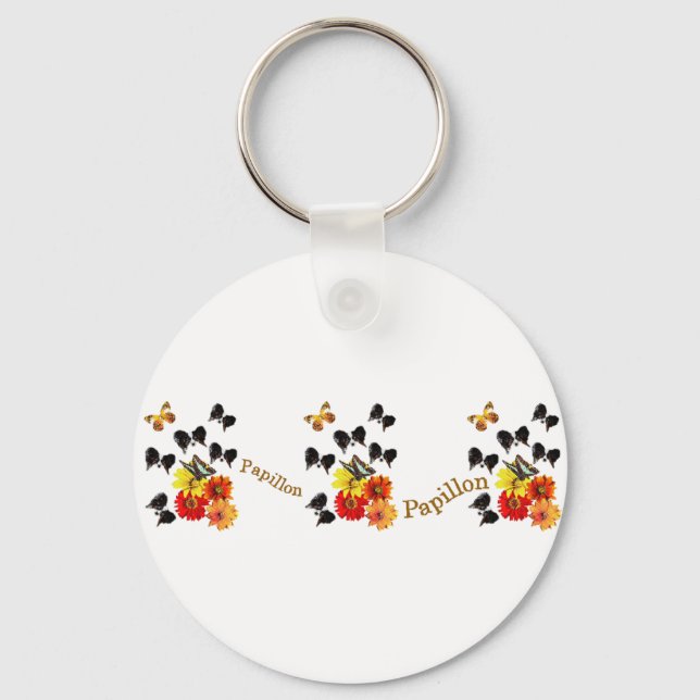 Papillon Lovers Gifts Key Ring (Front)