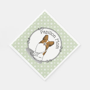 Papillon Mum Pap Mum (white & sable) Cute Dog Mum Napkin