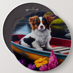 Papillon on a Paddle: A Scenic Adventure 6 Cm Round Badge