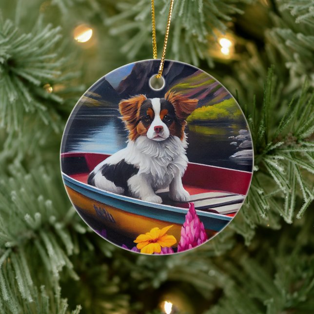 Papillon on a Paddle: A Scenic Adventure Ceramic Tree Decoration (Tree)