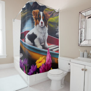 Papillon on a Paddle: A Scenic Adventure Shower Curtain
