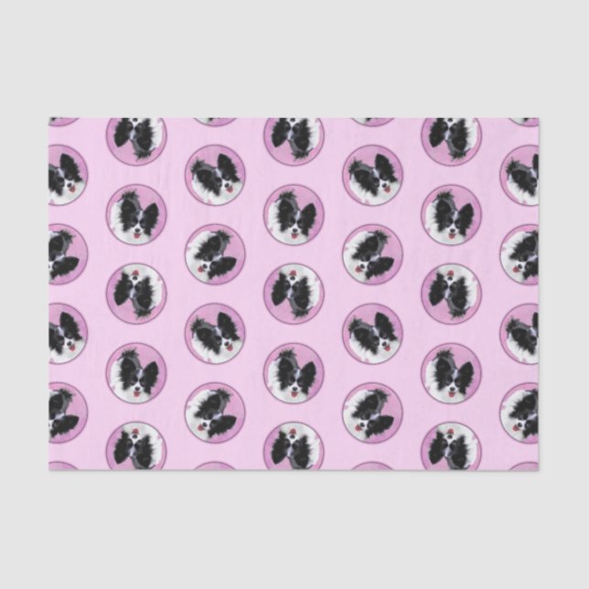 Papillon Painting Black and White Original Dog Art Tissue Paper (Front)