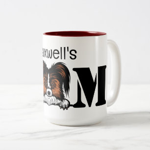 Papillon Peeking Personalised Mum Two-Tone Coffee Mug