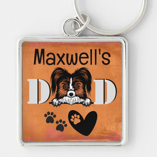 Papillon Personalised Peeking  Key Ring (Front)