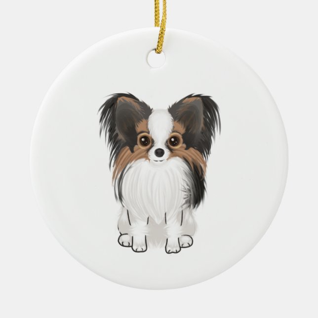 Papillon (picture) ceramic tree decoration (Front)