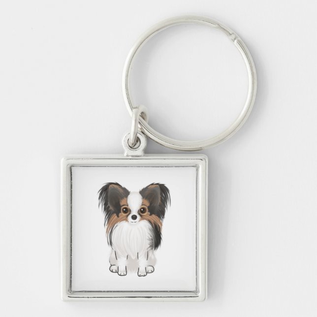Papillon (picture) key ring (Front)