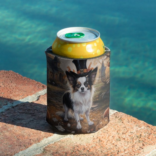 Papillon Pumpkins Halloween Scary  Can Cooler (In Situ Pool)