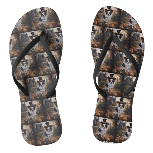 Papillon Pumpkins Halloween Scary  Jandals (Footbed)