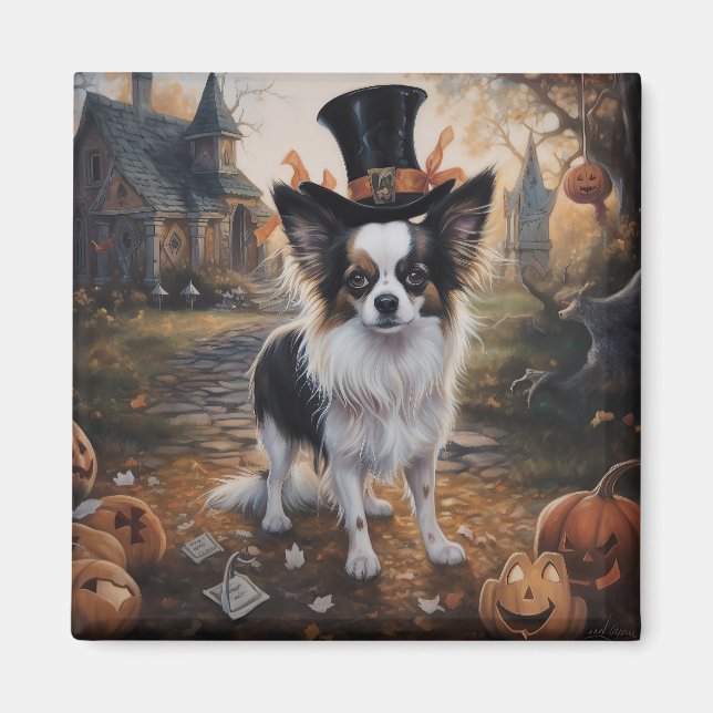 Papillon Pumpkins Halloween Scary  Magnet (Front)