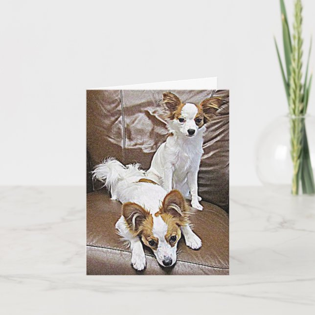 Papillon Puppies 6 Months Note Card (Front)