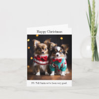 Papillon Puppies Christmas Card