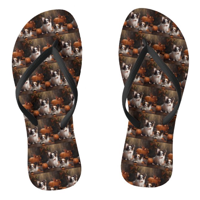 Papillon Puppy Autumn Delight Pumpkin Jandals (Footbed)