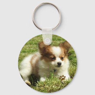 Papillon Puppy Key Ring