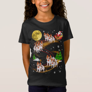 Papillon Reindeer Christmas Dog Riding Santa Xmas T-Shirt