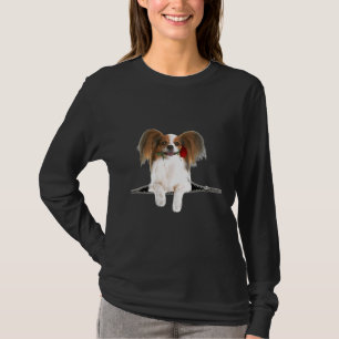 Papillon Rose Zipper Dog Pocket T-Shirt