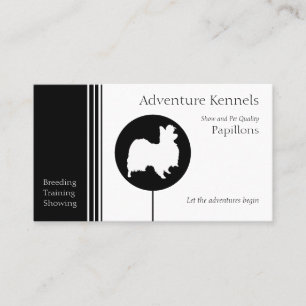 Papillon Silhouette Modern Black White Business Card