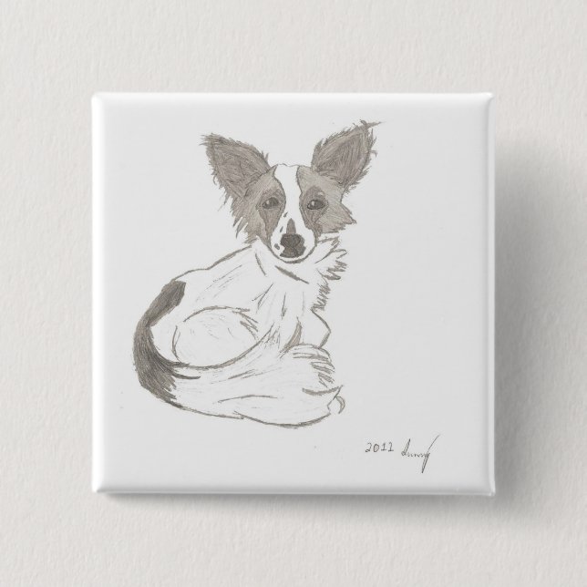 Papillon Sketch Button (Front)