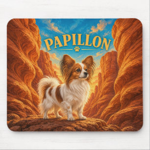 Papillon, Slot Canyon Vintage Watercolor Mouse Pad