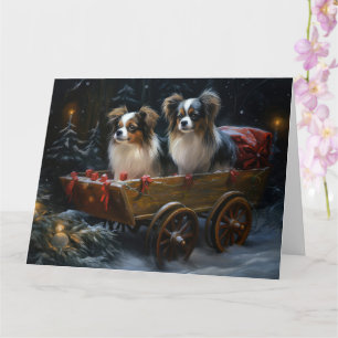 Papillon Snowy Sleigh Christmas Decor Card