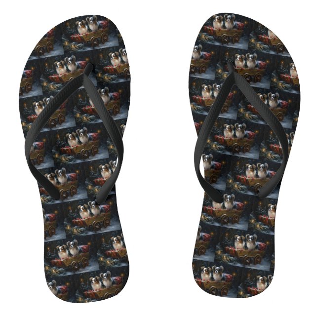 Papillon Snowy Sleigh Christmas Decor  Jandals (Footbed)