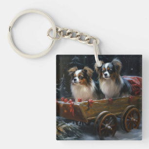 Papillon Snowy Sleigh Christmas Decor  Key Ring