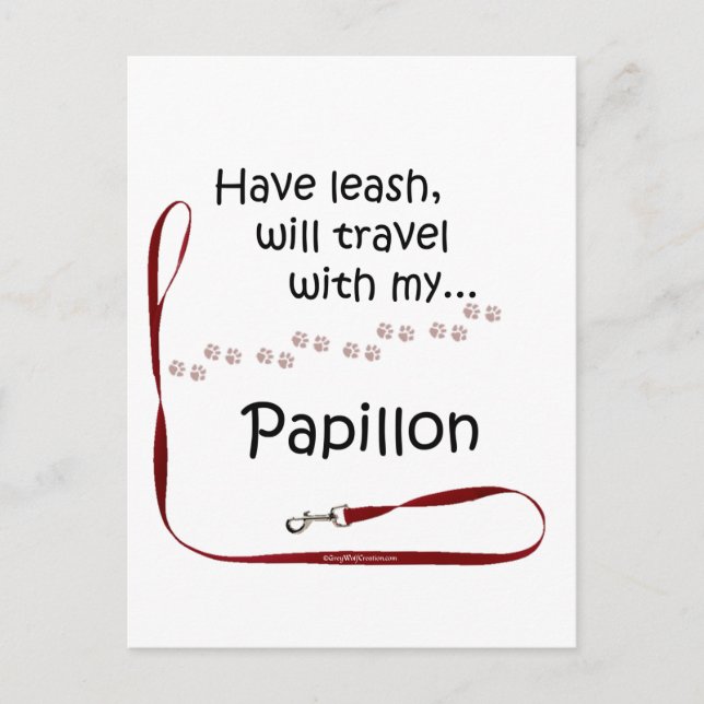 Papillon Travel Leash Postcard (Front)