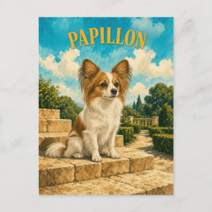 Papillon, Vintage Watercolor Dog Art Postcard